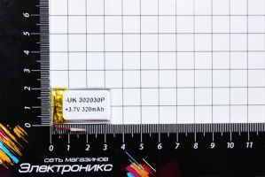 Литий-полимерный аккумулятор UK302030 (32X20X1mm) 3.7V 320mAh