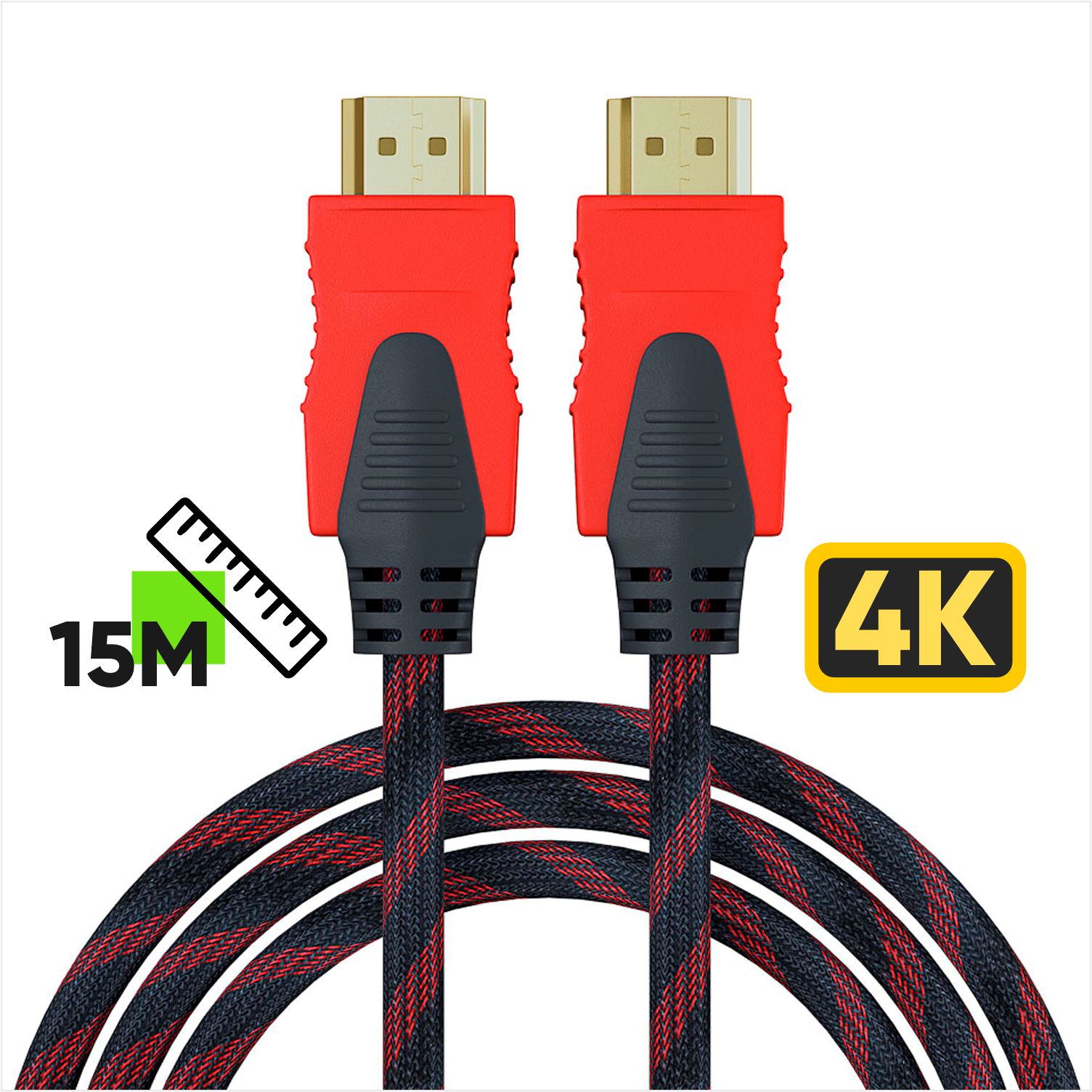 Кабель HDMI-HDMI 4K, 15метров, в оплётке, медный