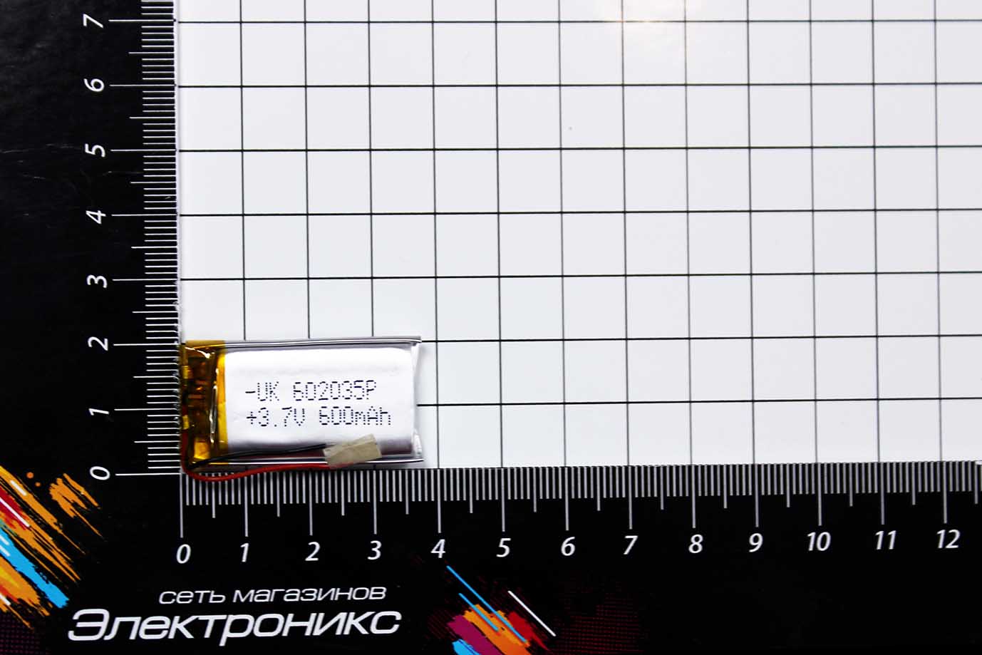 Литий-полимерный аккумулятор UK602035 (38X20X6mm) 3.7V 600mAh