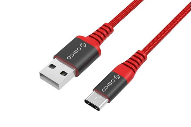 Кабель USB - Type-C ORICO HTF-10 в тканевой оплетке, 1м (красный)