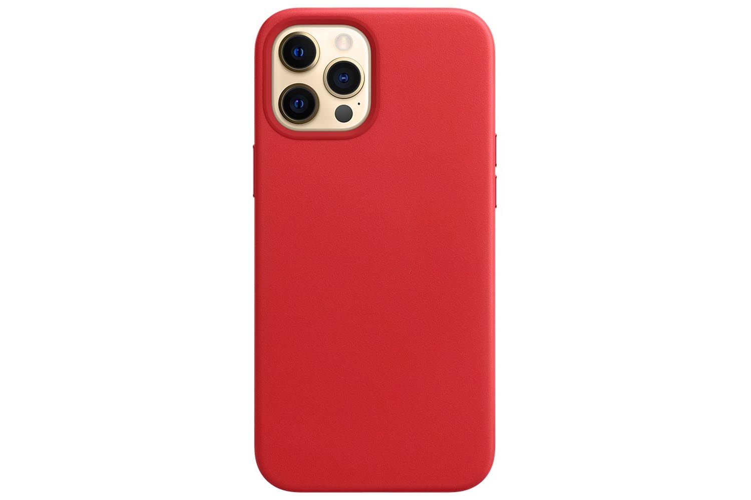 Чехол кожаный для Apple IPhone 13 Pro Max Leather Case с MagSafe (красный)