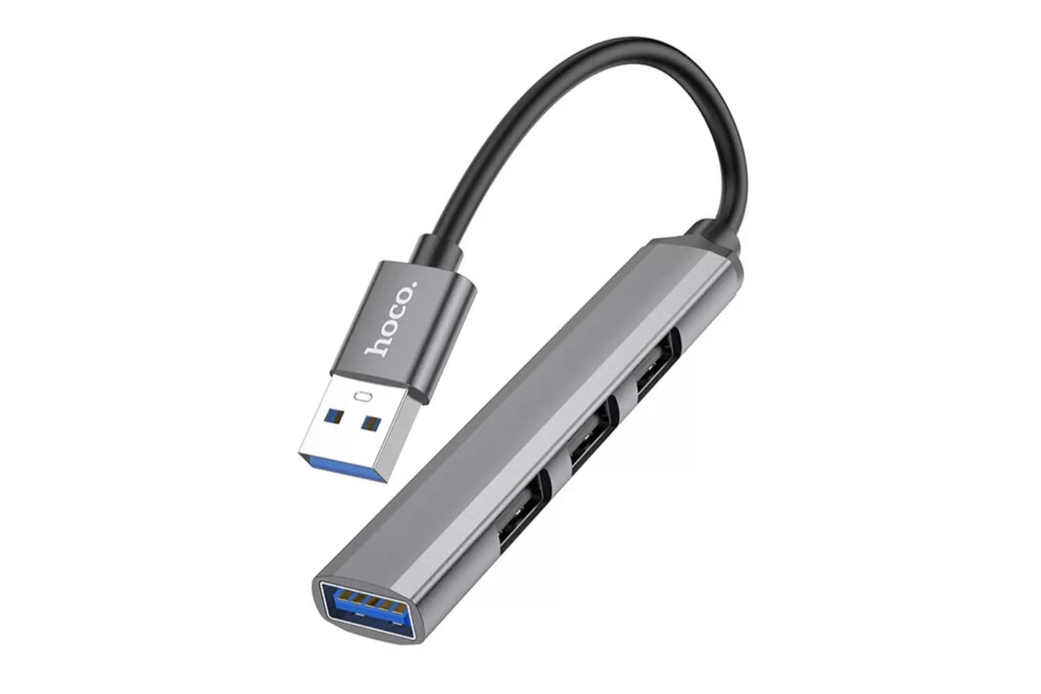 Хаб Hoco HB26, адаптер 4 в 1, USB to USB3.0+USB2.0*3 (серый)																										