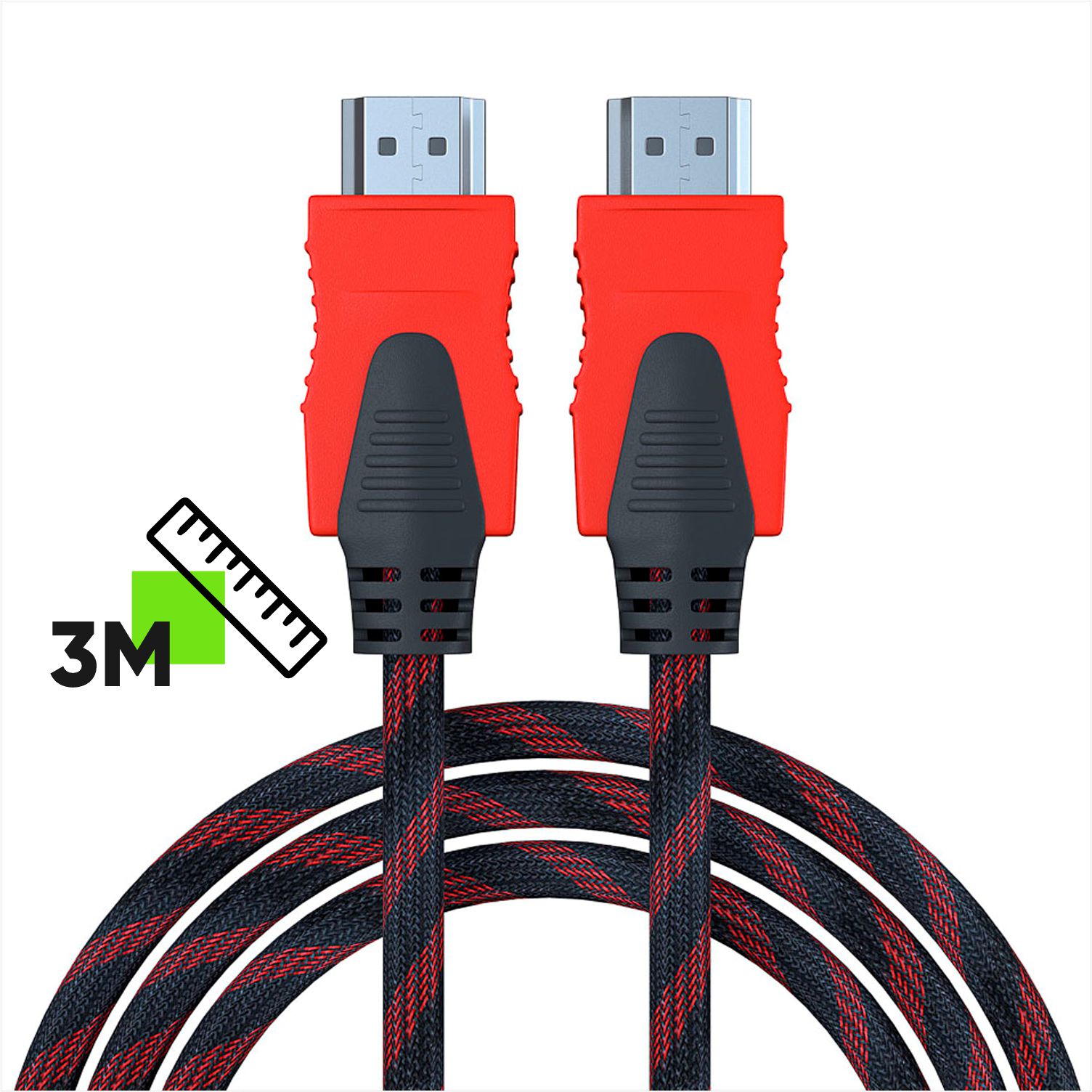 Кабель HDMI-HDMI 3метров, в оплётке