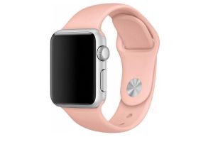 Ремешок силиконовый Apple Watch 42mm, 44mm, 45mm, MS (пудровый)