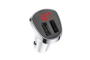 Автомобильное зарядное устройство BOROFONE BZ15 Auspicious, 2USB 12W с цифровым дисплеем (белый)