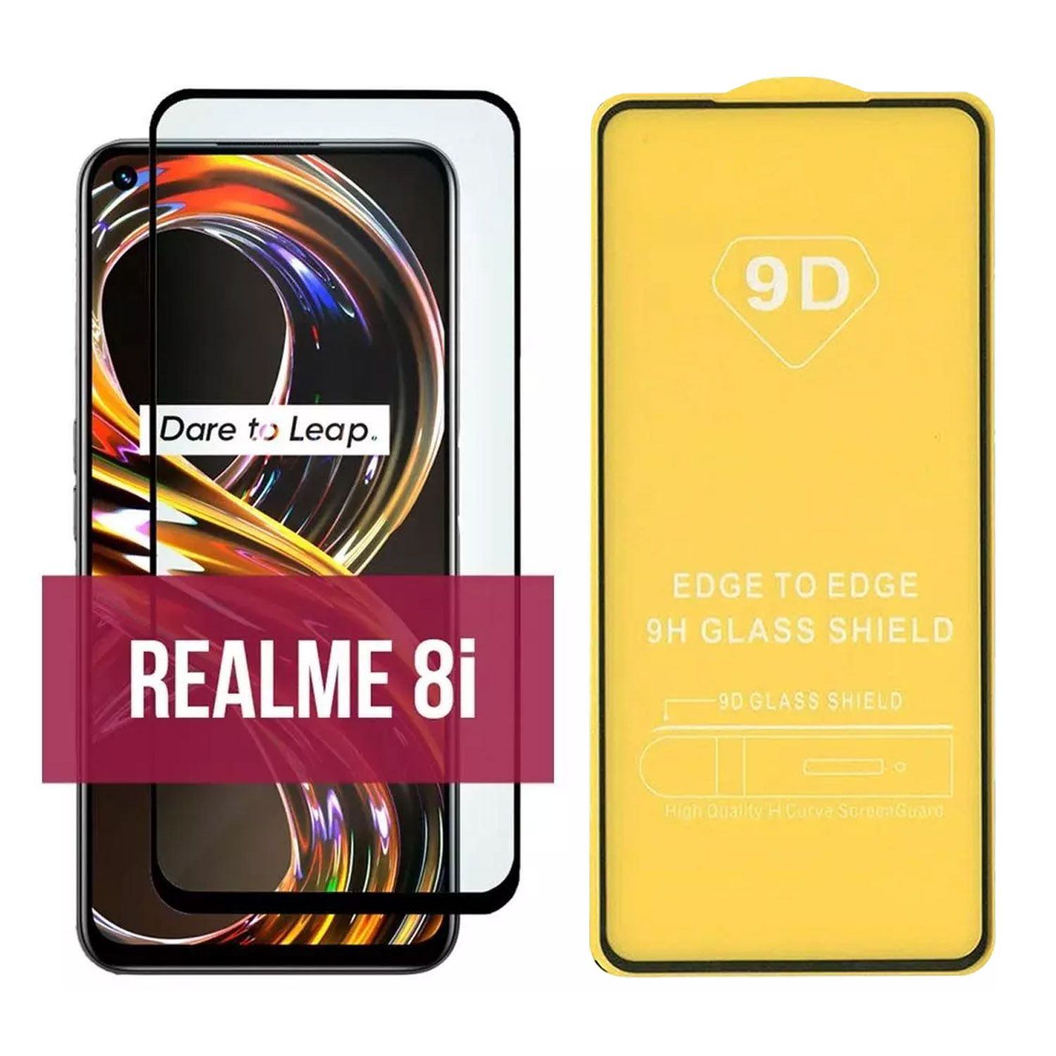 Противоударное стекло LEIWEI для Realme 8i 9D тех.упаковка (черный)