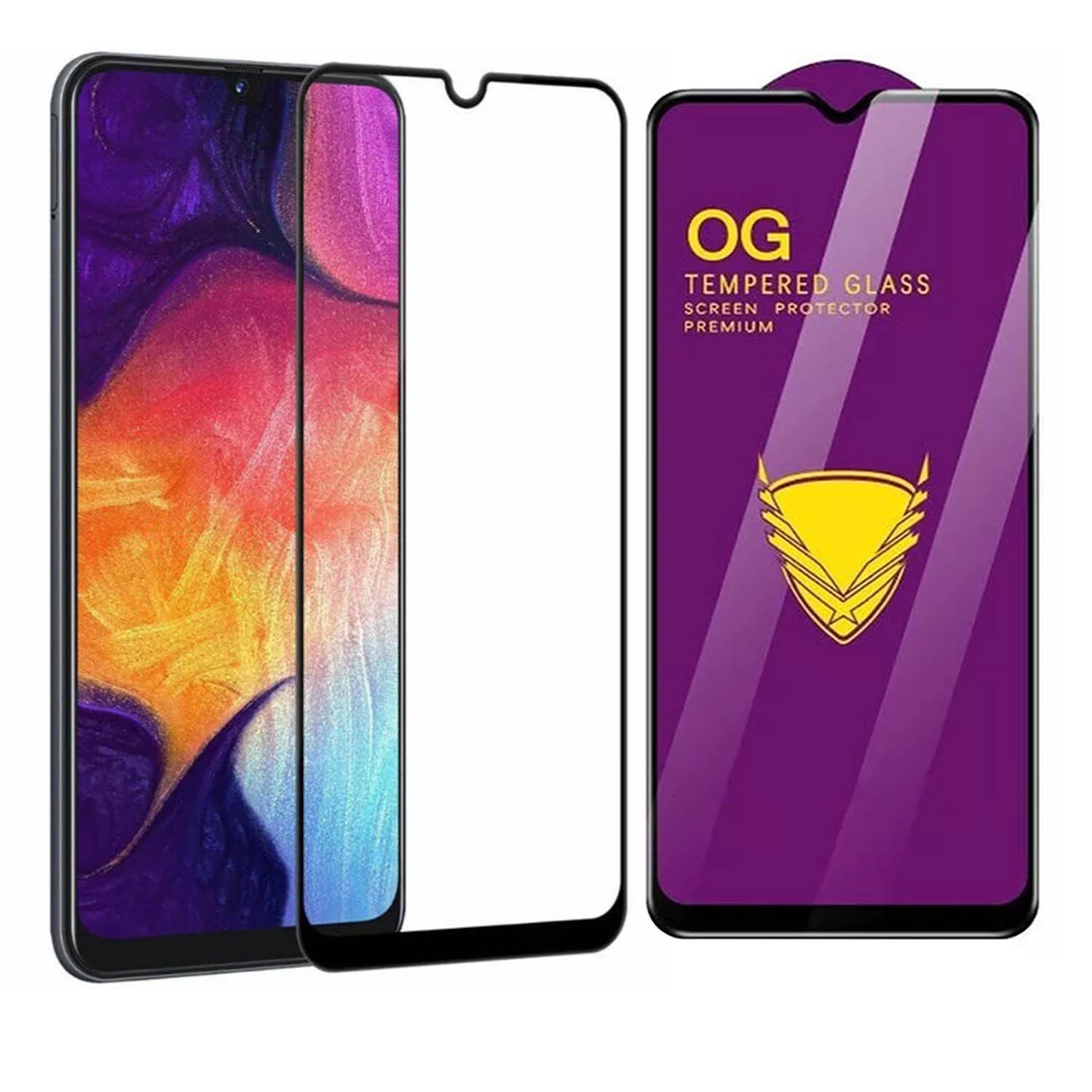 Противоударное стекло OG Tempered Glass Samsung Galaxy A50, A30, A20, A50s, M31 9D тех.уп (черный)