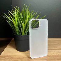 Чехол TPU матовый с металлической окантовкой камеры для Apple iPhone 12 Pro Max (белый)