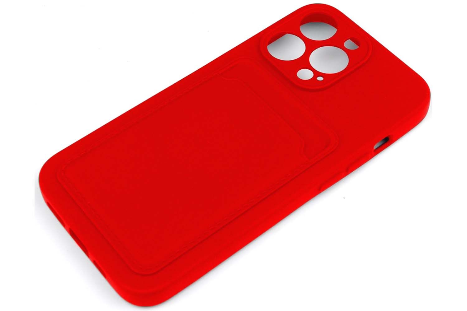 Силиконовый чехол кейс с кармашком под карточку Apple iPhone 13 Pro Max (красный)