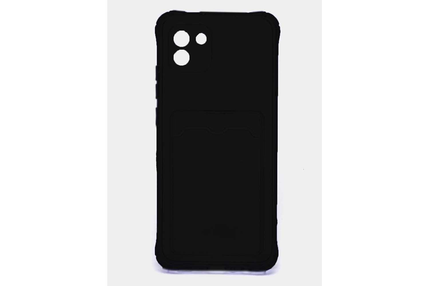 Силиконовый чехол кейс с кармашком под карточку Samsung Galaxy A03 SM-A035F (черный)