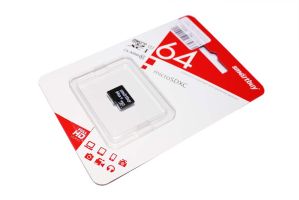 Карта памяти MicroSD 64GB SmartBuy Class 10 без адаптера