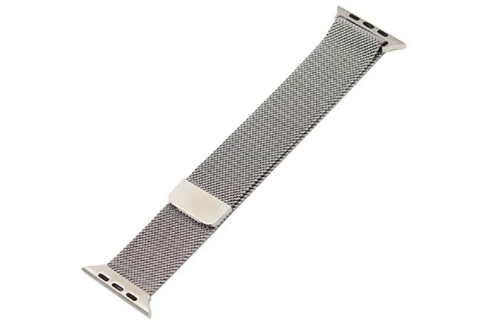 Ремешок металлический магнитный миланская петля Apple Watch 42mm, 44mm, 45mm, 49mm (серебро)