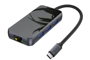 HUB Type-C HOCO HB14 1 USB 3.0 + Type-C + HDMI (серебро)