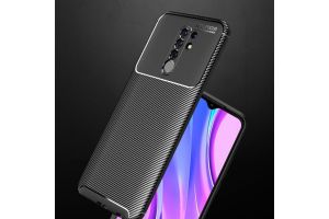 Силиконовый чехол кейс карбон Xiaomi Redmi 9 (черный)