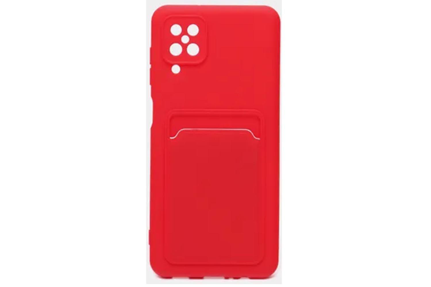Силиконовый чехол кейс с кармашком под карточку Samsung Galaxy A12 2020 SM-A125F, A12 2021 (красный)