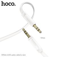 Кабель AUX, Jack 3,5mm - Jack 3,5mm HOCO, UPA16, 2.0м, TPE, круглый, цвет: белый