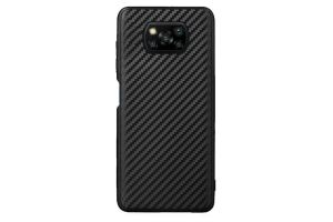 Силиконовый чехол кейс карбон Xiaomi POCO X3, X3 Pro (черный)