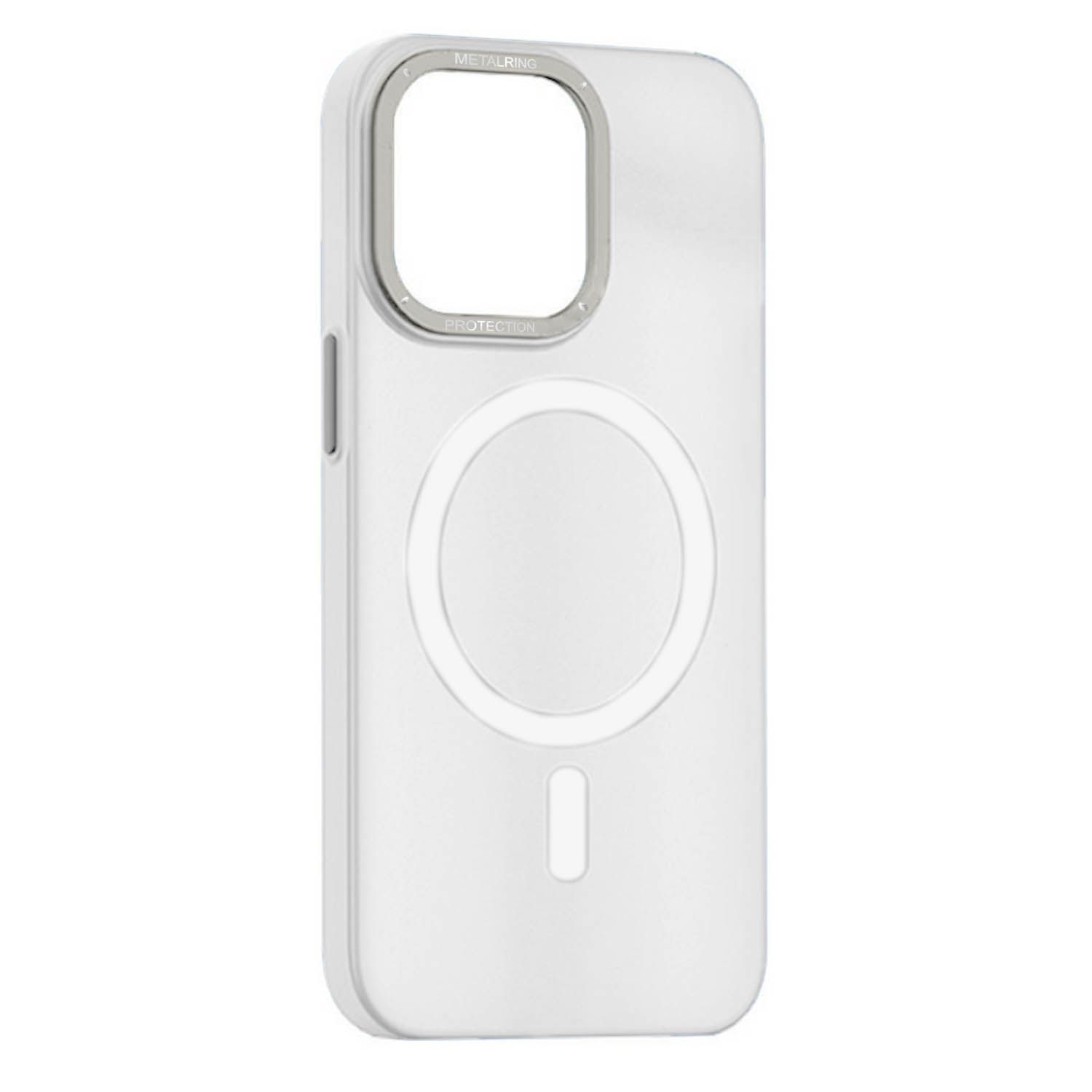 Матовый чехол Apple iPhone 14 Pro Max с металлической окантовкой с MagSafe (белый)