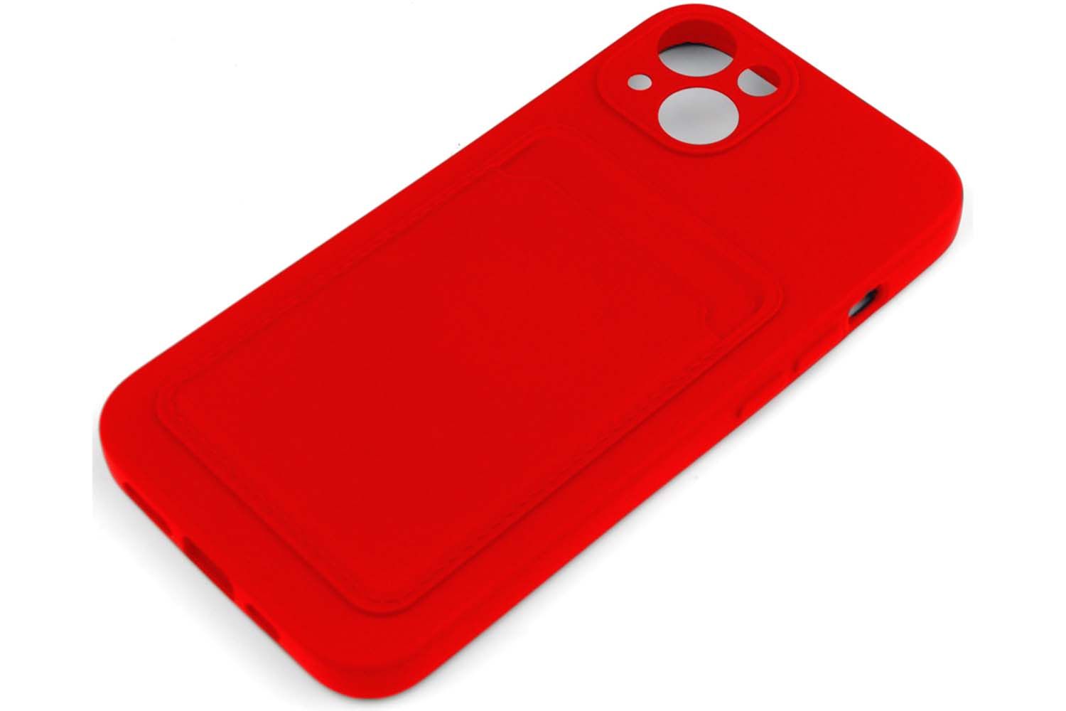 Силиконовый чехол кейс с кармашком под карточку Apple iPhone 13 (красный)