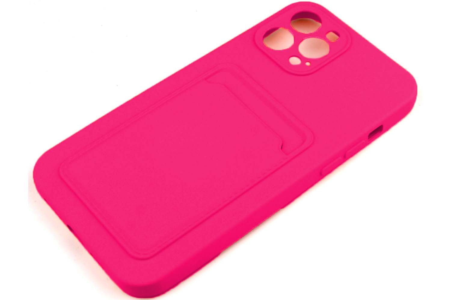 Силиконовый чехол кейс с кармашком под карточку Apple iPhone 12 Pro Max (розовый)