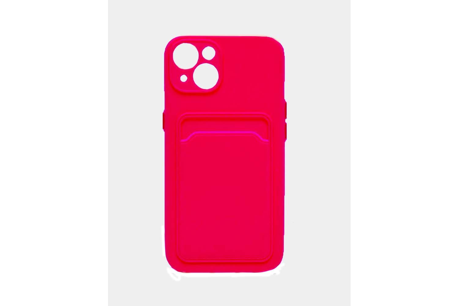 Силиконовый чехол кейс с кармашком под карточку Apple iPhone 13 (розовый)