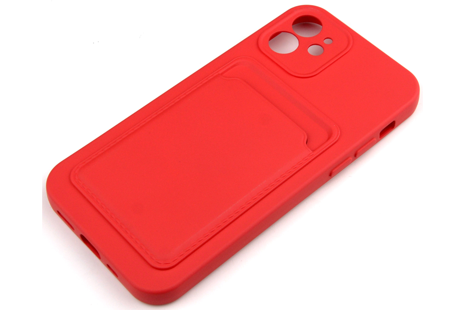 Силиконовый чехол кейс с кармашком под карточку Apple iPhone 12 (красный)