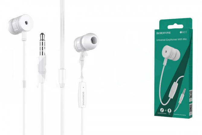 Гарнитура BOROFONE BM31 Mysterious universal earphones 3.5мм (белый)