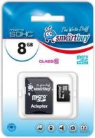 Карта памяти MicroSD 8GB SmartBuy Class 10 с адаптером