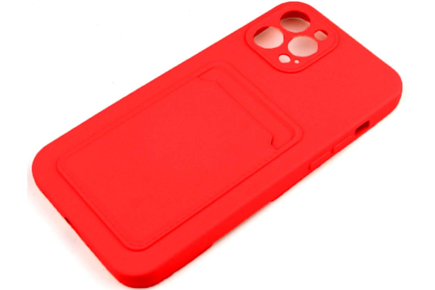 Силиконовый чехол кейс с кармашком под карточку Apple iPhone 12 Pro Max (красный)