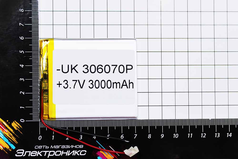 Литий-полимерный аккумулятор UK306070 (65X50X3mm) 3,7V 3000mAh