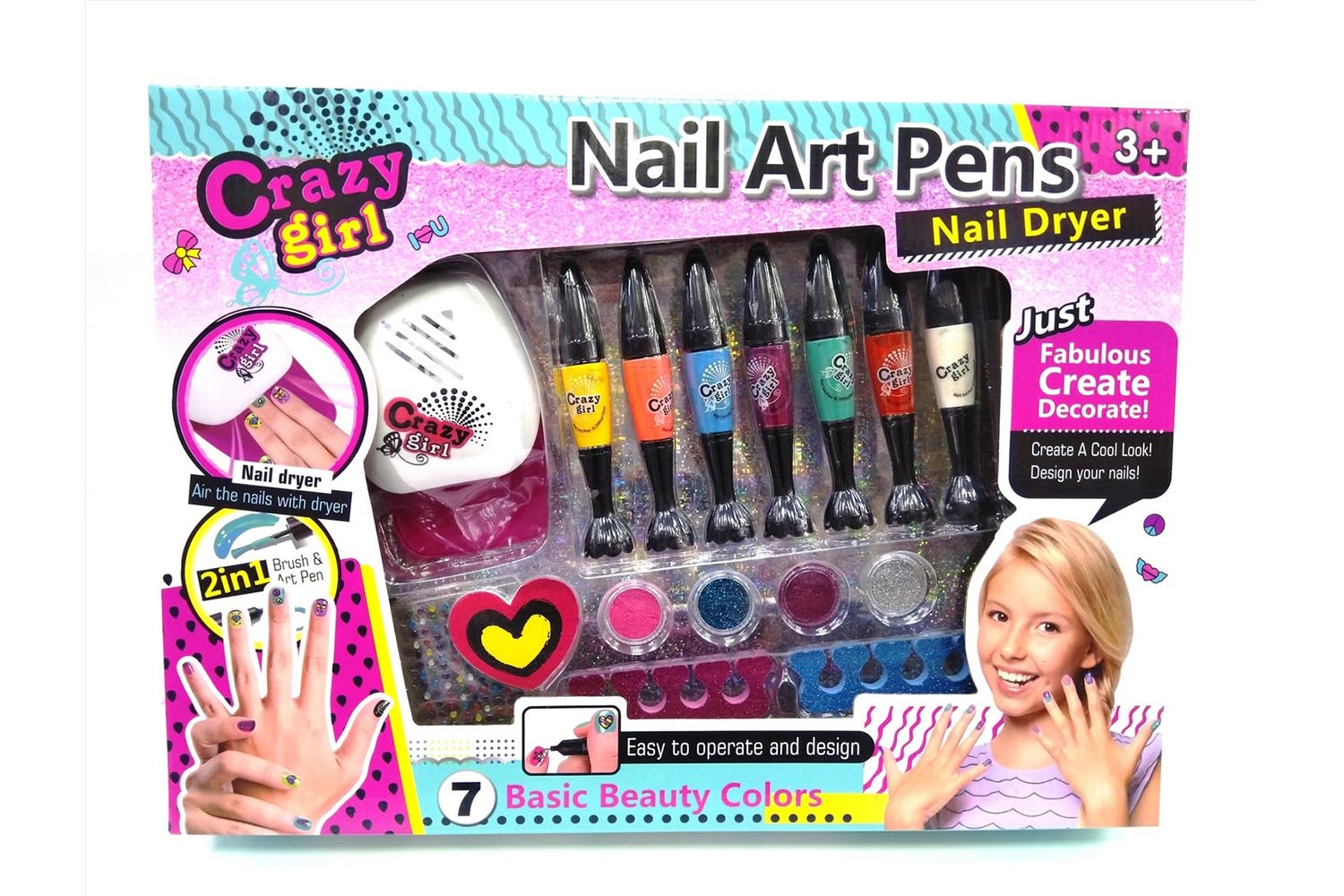 Детский маникюрный набор для девочек, с сушилкой "Nail Art Pens"