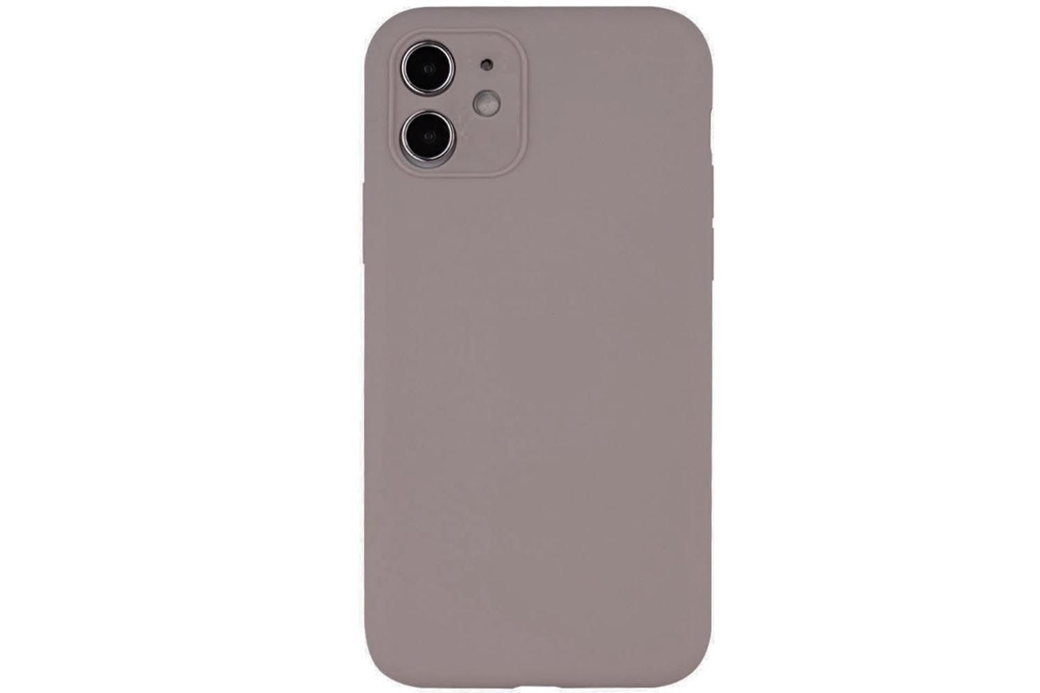 Чехол силиконовый с защитой камеры для Apple iPhone 12 (серый песок)