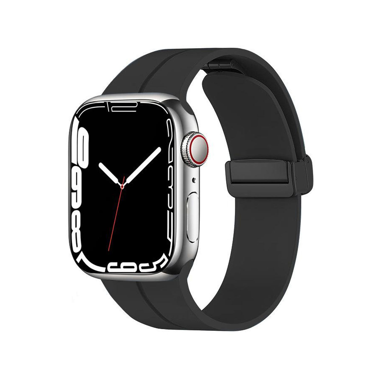 Ремешок силиконовый на магните Apple Watch 42/44/45/49 mm-ml (черный)