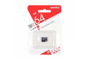 Карта памяти MicroSD 64GB SmartBuy Class 10 c адаптером