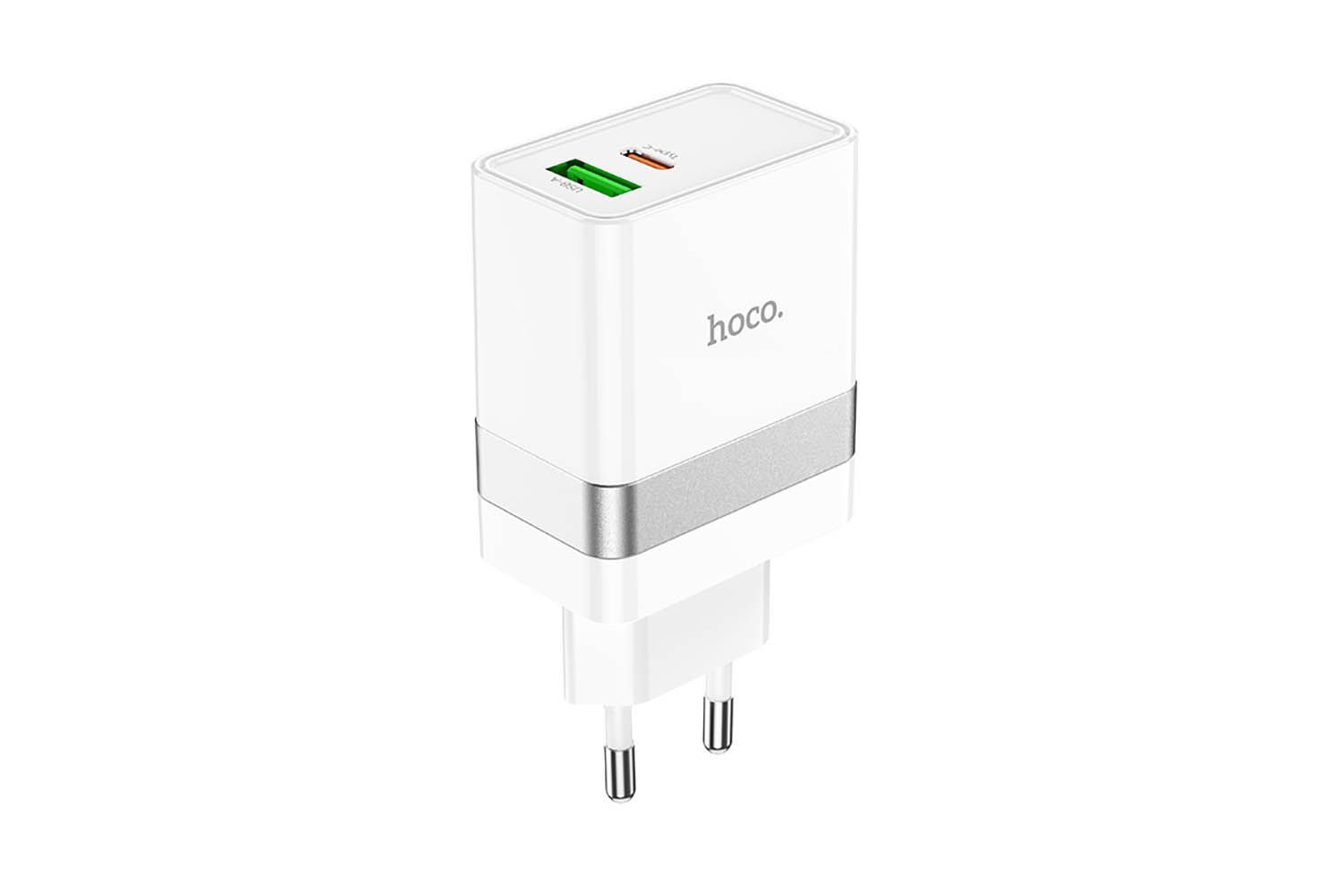 Зарядное устройство HOCO N21 Topspeed USB+Type-C, 3A (белый)