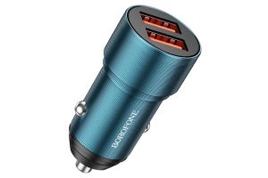 Автомобильное зарядное устройство BOROFONE BZ19 Wisdom dual port, 2USB (голубой)