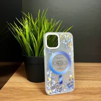 Чехол TPU матовый с принтом цветы Enjoy Spring с MagSafe Apple iPhone 13 (белый)