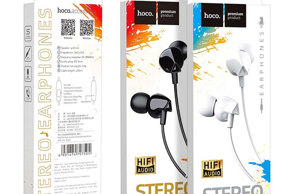 Гарнитура 3.5mm HOCO M60 Perfect sound universal earphones with mic (черный)