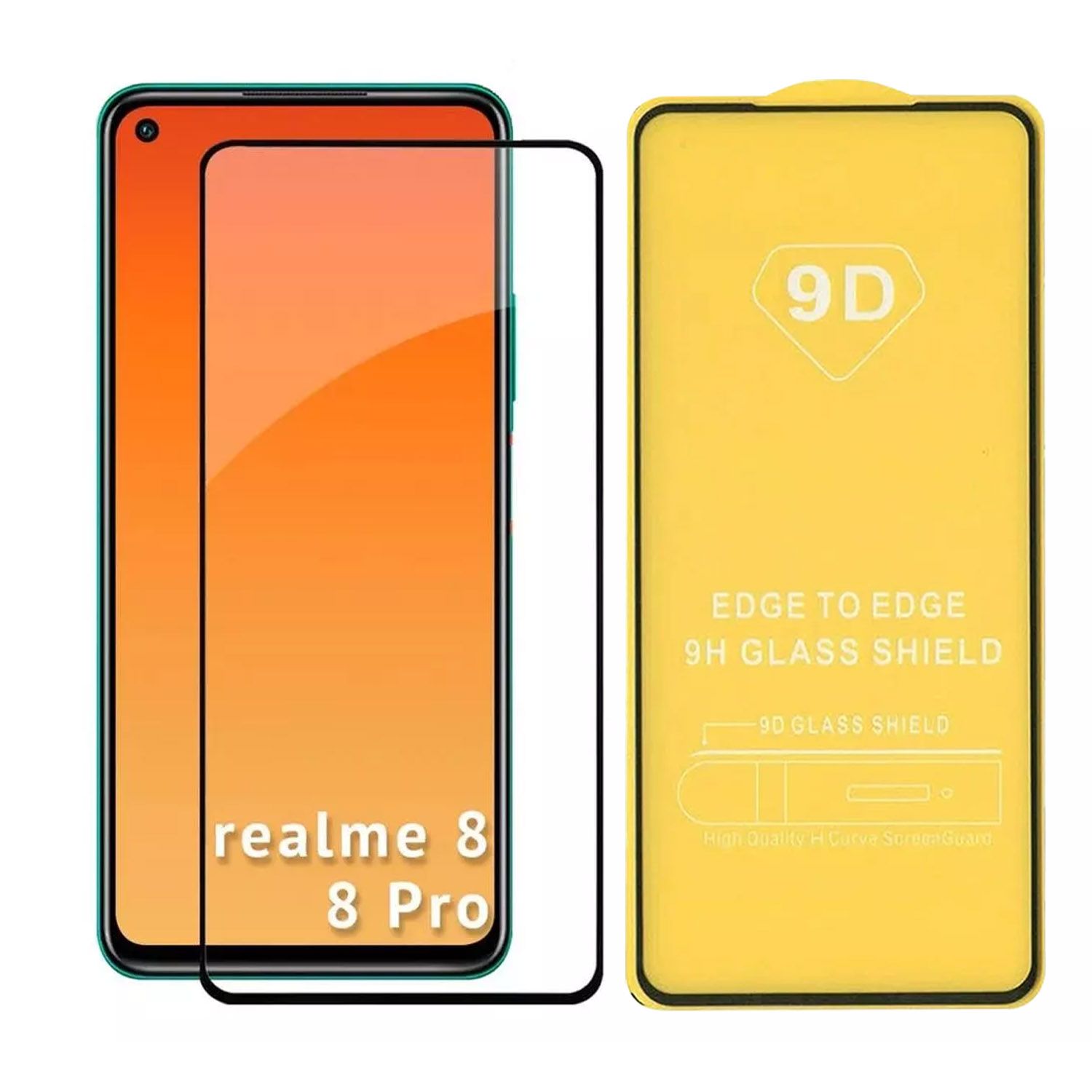 Противоударное стекло LEIWEI для Realme 8, 8 Pro 9D тех.упаковка (черный)