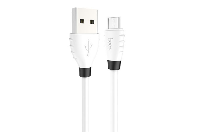 Кабель USB - MicroUSB HOCO X27 Excellent круглый 2.4A  силикон, 1.2м (белый)