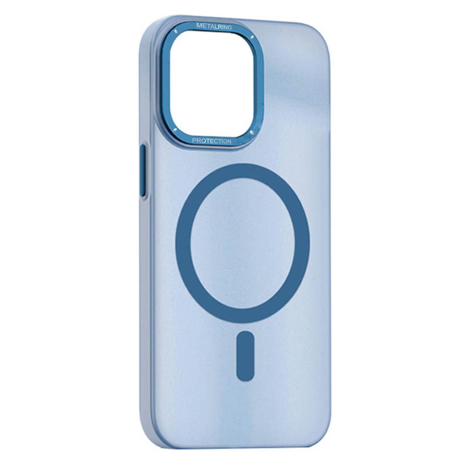 Матовый чехол Apple iPhone 12, Apple iPhone 12 Pro с металлической окантовкой с MagSafe (голубой)