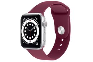 Ремешок силиконовый Apple Watch 38mm, 40mm, 41mm, MS (гранатовый)