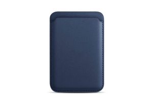 Кожаный Карт Холдер для Apple iPhone c Magsafe Leather Wallet (темно синий)