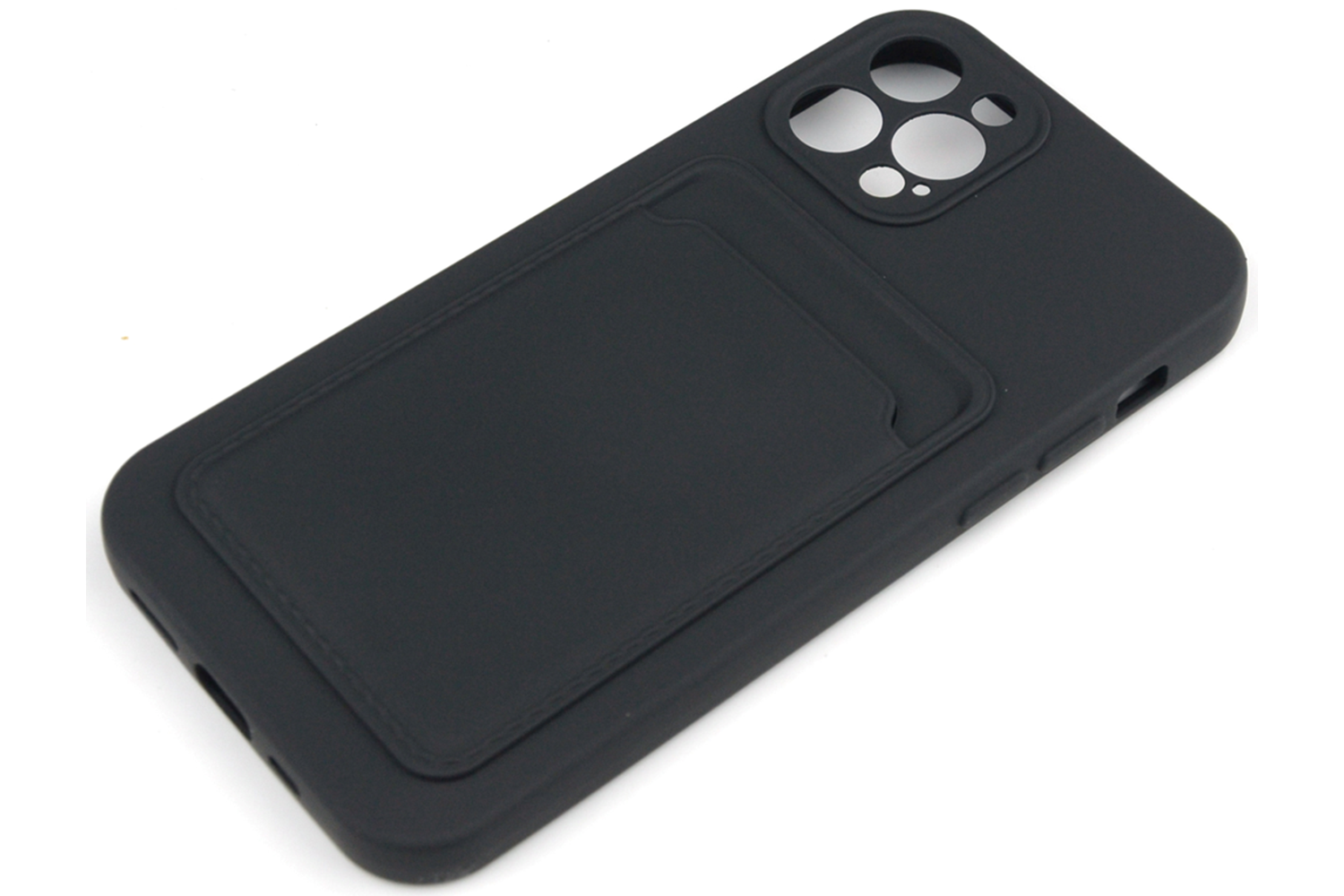 Силиконовый чехол кейс с кармашком под карточку Apple iPhone 12 Pro (черный)