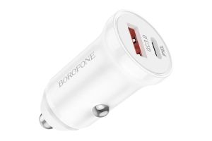 Автомобильное зарядное устройство BOROFONE BZ18A PD20W + QC3.0, 18W (белый)