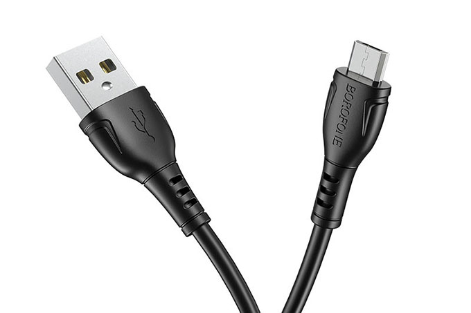 Кабель USB - MicroUSB BOROFONE BX51 Triumph 2.4A 1 метр (чёрный)