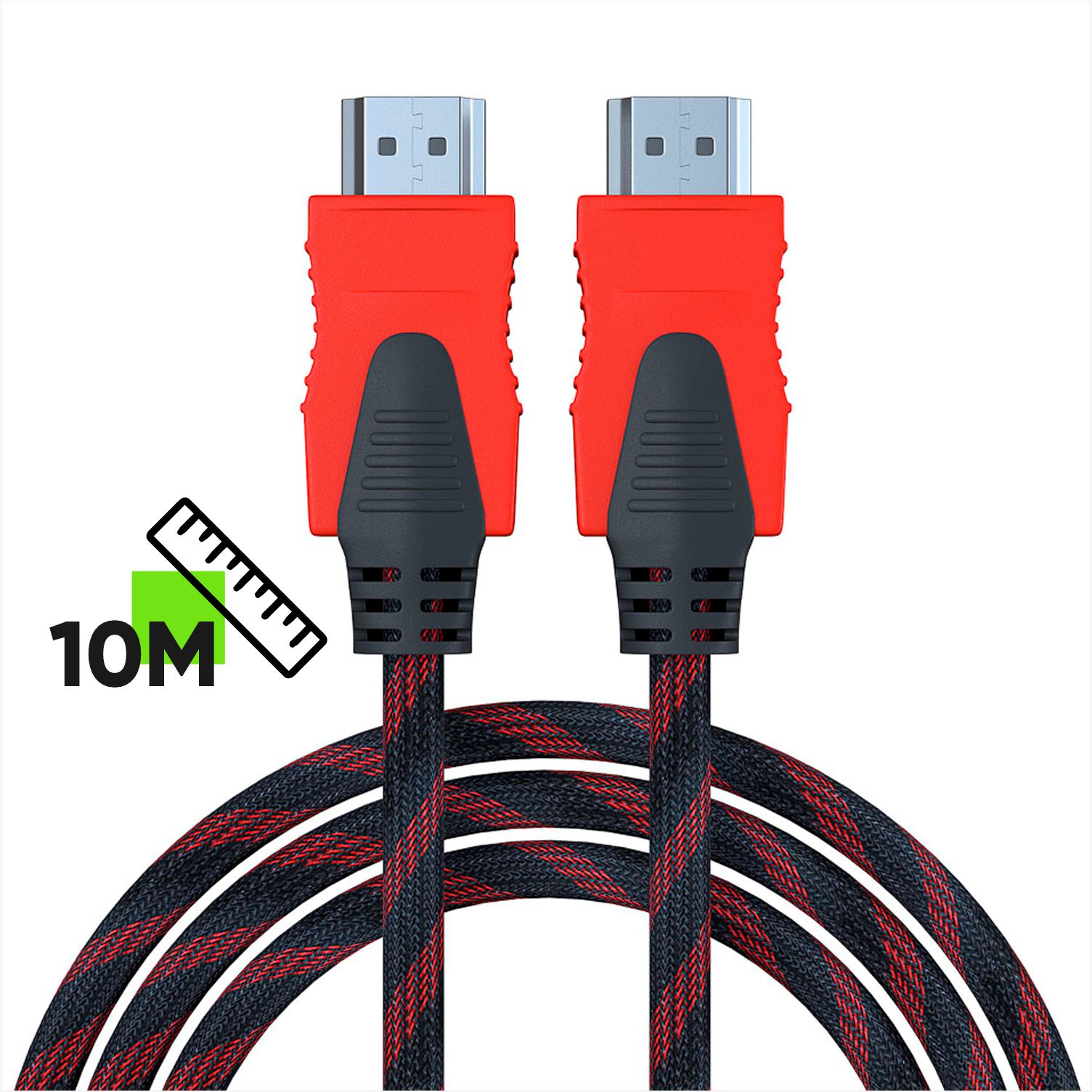 Кабель HDMI-HDMI 10метров, в оплётке