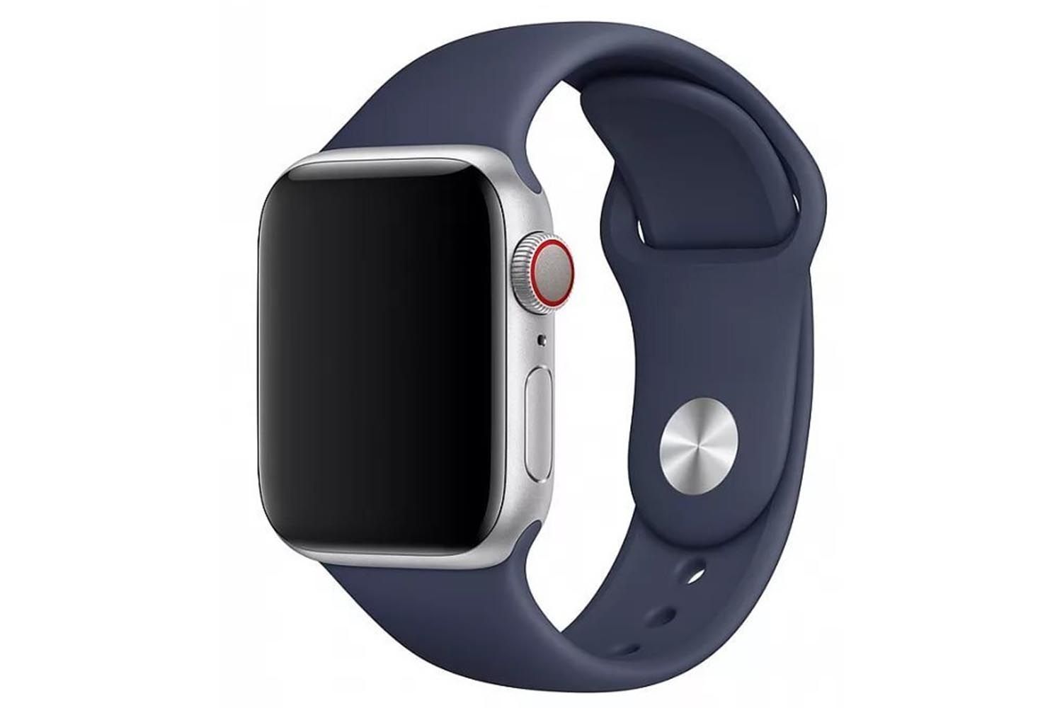 Ремешок силиконовый Apple Watch 42mm, 44mm, 45mm, ML (темно - синий)