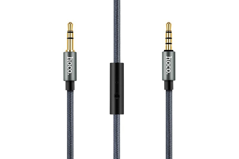 Кабель AUX, Jack 3,5mm(m) - Jack 3,5mm(m) HOCO UPA04, Noble Sound, 1.0м (серый)