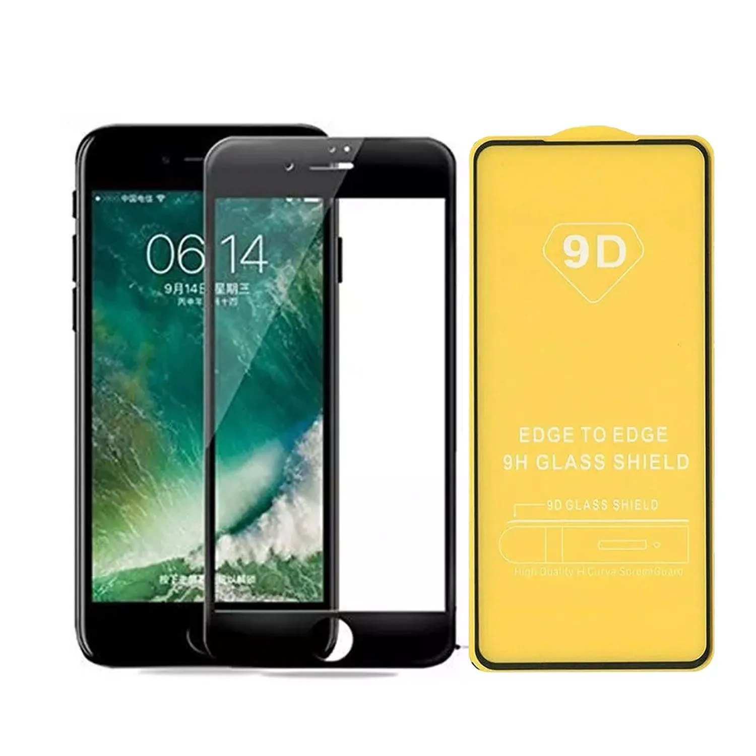 Противоударное стекло LEIWEI для дисплея Apple iPhone 6, iPhone 6S 9D тех. упаковка (черный)